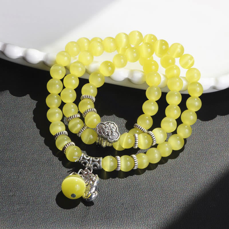 Nimara Ritual Cat Eye PiXiu Support Triple Wrap Bracelet