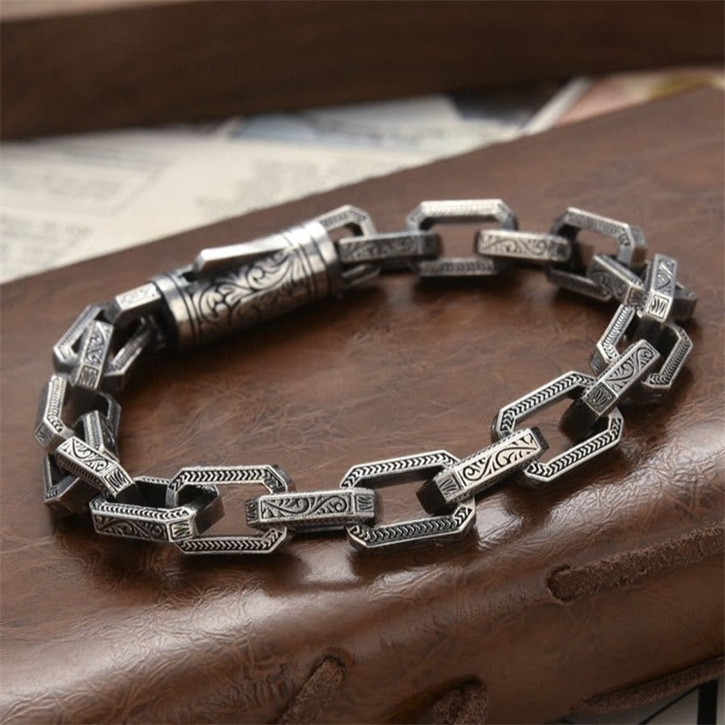 Nimara Ritual Vintage Tang Dynasty Flower Design Engraved Luck Energy Bracelet