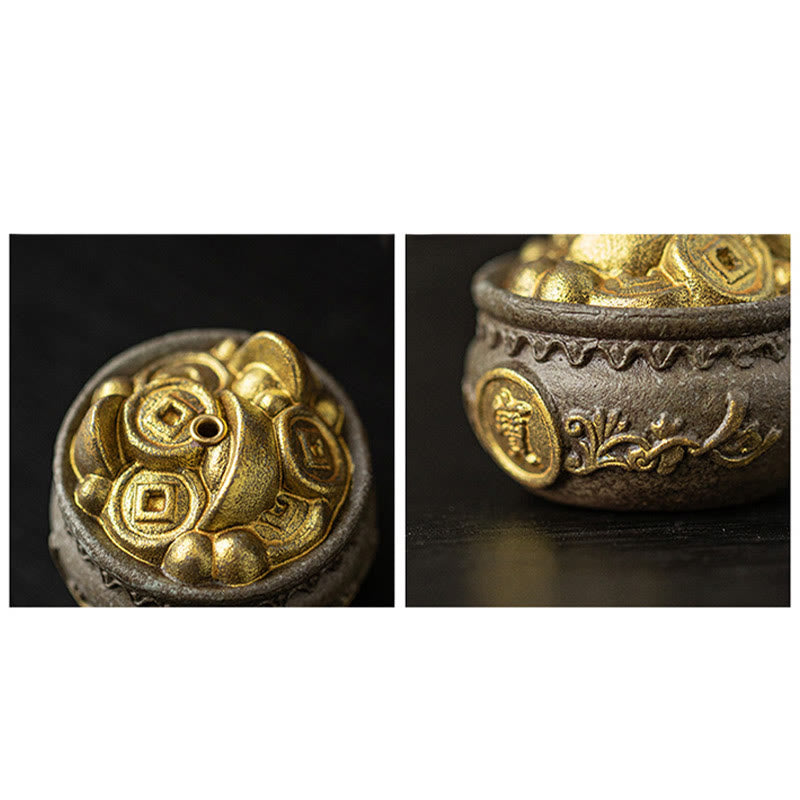 Nimara Ritual Small Treasure Bowl Lucky Bag Bagua Tray Healing Ceramic Stick Incense Burner Decoration