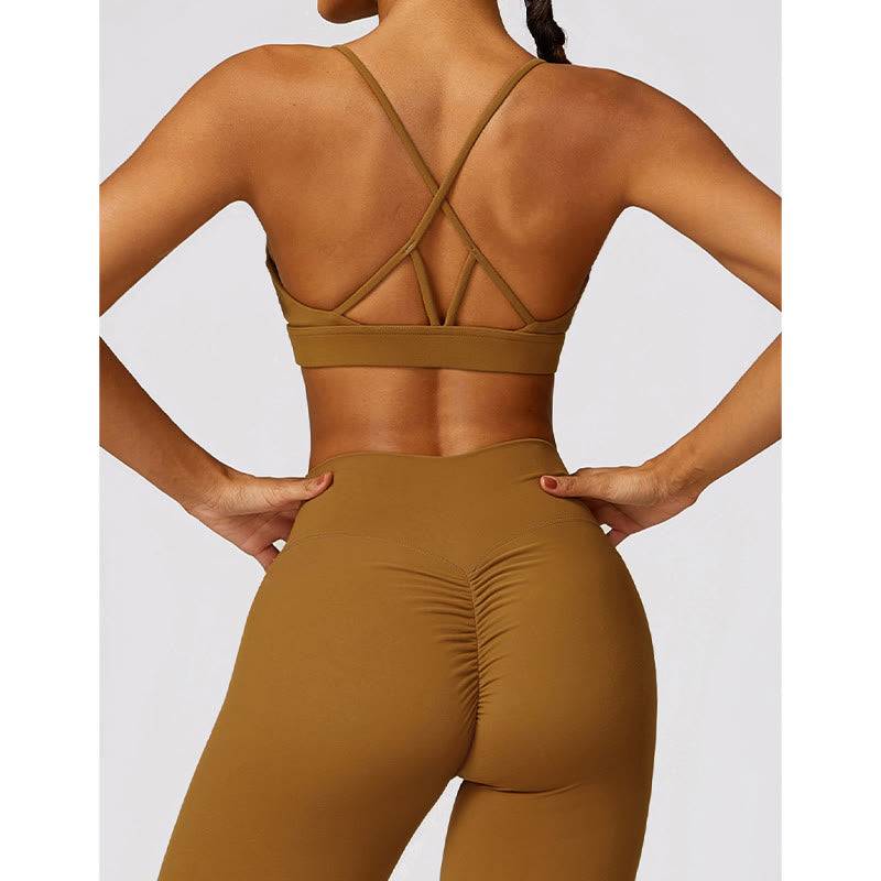 Nimara Ritual Gym Sports Yoga Backless Bra Crop Tank Top Breathable Shorts