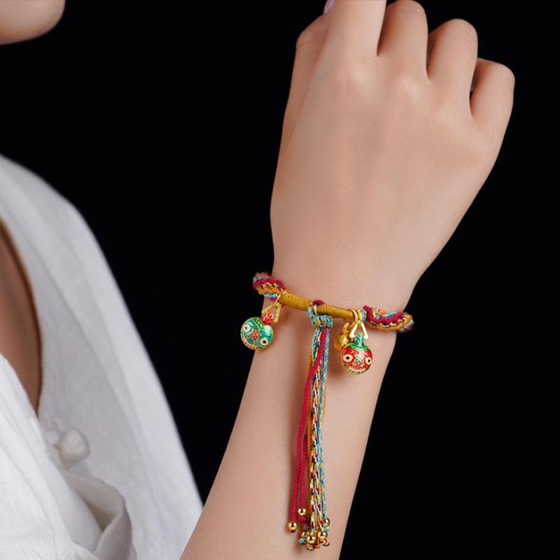 Nimara Ritual Gold Swallowing Beast Family Luck Reincarnation Knot Braid Colorful String Bracelet