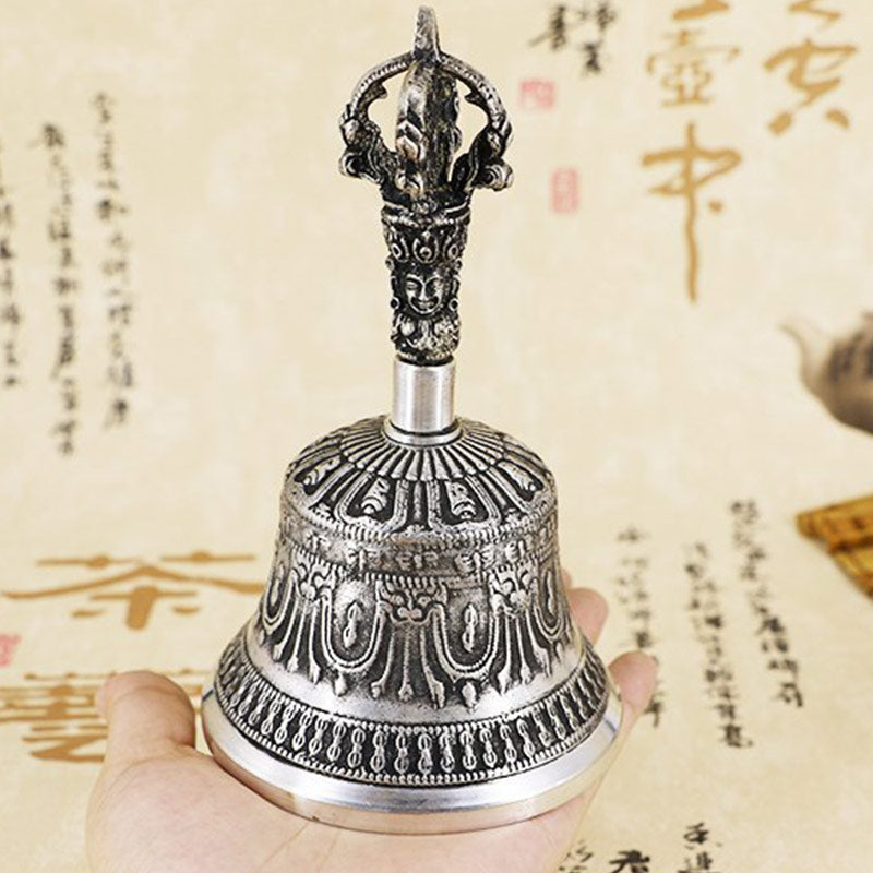 Nimara Ritual Tibetan Meditation Bell and Vajra Dorje Copper Decoration Set