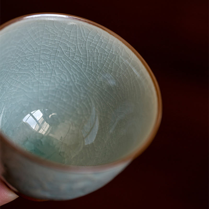 Nimara Ritual Lotus Carved Ceramic Teacup Kung Fu Tea Cup