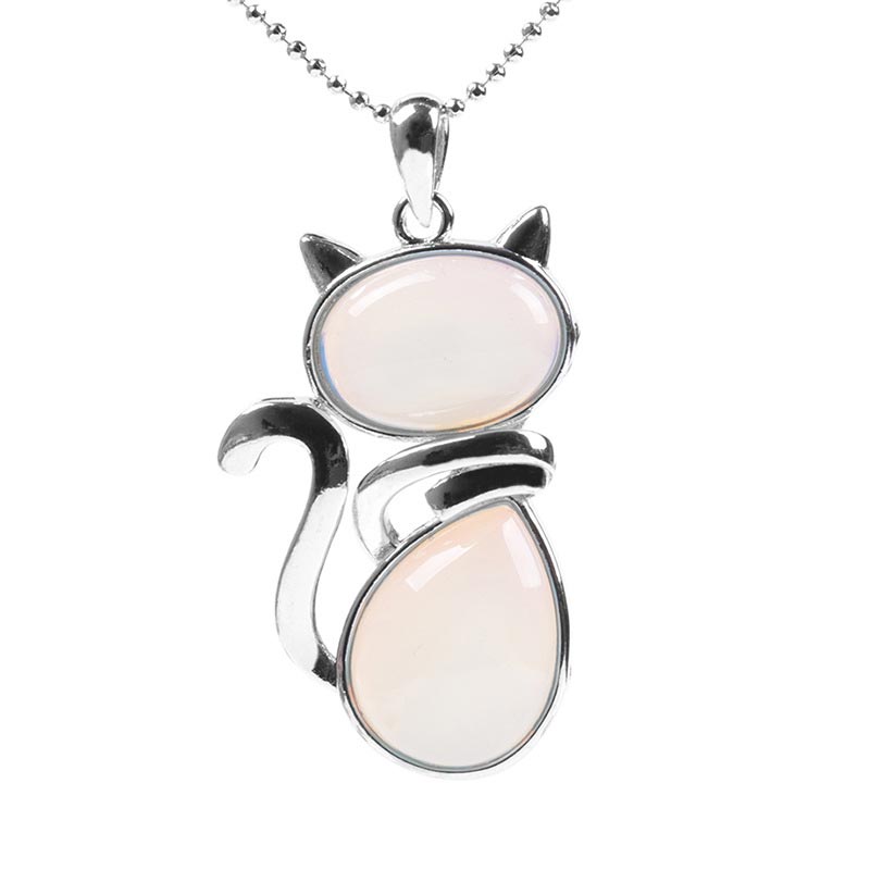 Nimara Ritual Cat Pattern Natural Crystal Protection Necklace Pendant