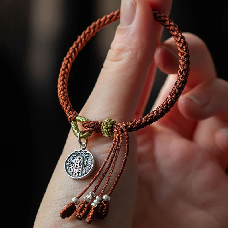 Nimara Ritual Handmade 925 Sterling Silver Five Directions Gods of Wealth Luck Protection String Braid Bracelet