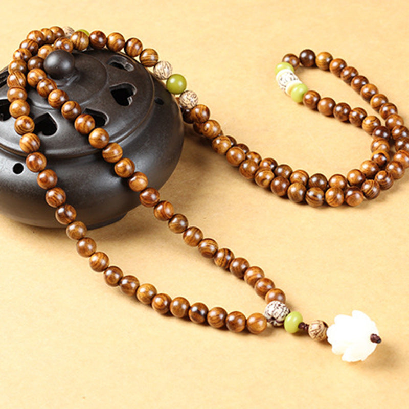 Nimara Ritual Tibetan Rosewood Lotus Mala Protection Calm Necklace Bracelet