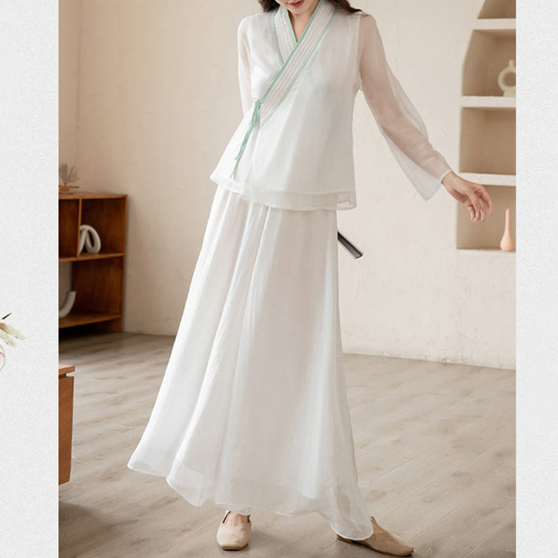 Nimara Ritual Retro Prayer Zen Spiritual Meditation Practice Chiffon Clothing Women's Set