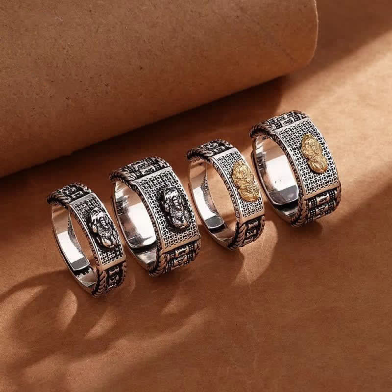 Nimara Ritual Lucky FengShui PiXiu Wealth Prayer Wheels Couple Ring