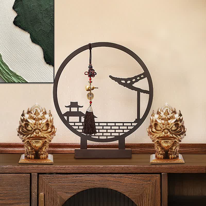 Nimara Ritual Lion Statue Strength Resin Home Office Decoration