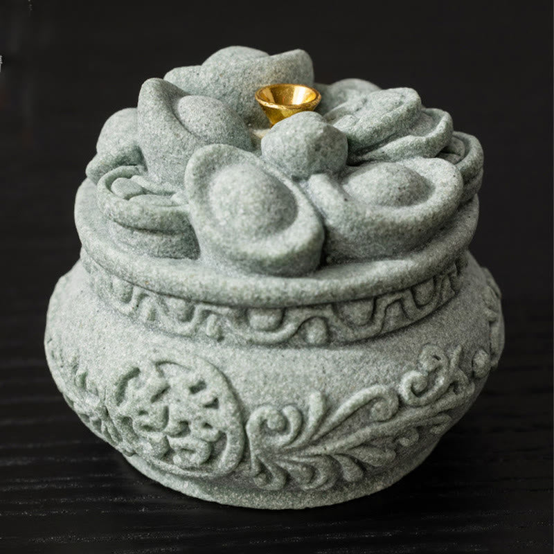 Nimara Ritual Chinese Character Fu Ingots Healing Incense Burner Desk Decoration