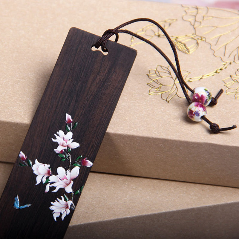 Nimara Ritual Butterfly Flower Ebony Wood Bookmarks With Gift Box