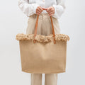 Nimara Ritual Large Capacity Solid Color Tassel Canvas Tote Shoulder Bag