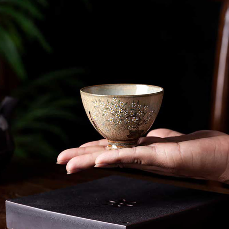 Nimara Ritual Jingdezhen Hand Painted Ru Kiln Porcelain Hanfu Girl Flower Ceramic Teacup Kung Fu Tea Cups