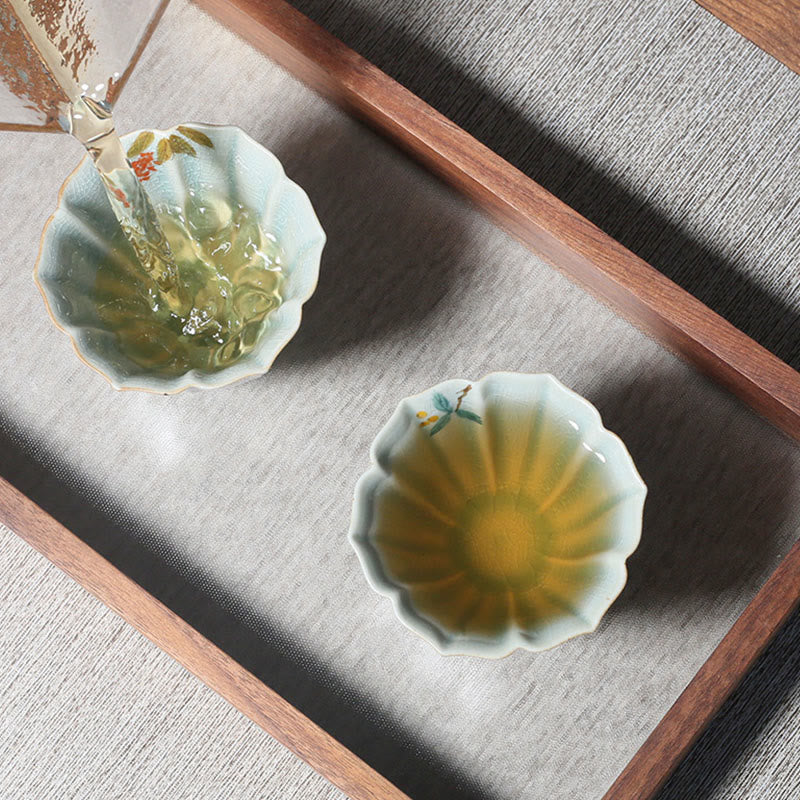 Nimara Ritual Loquat Dogwood Hawthorn Morning Glory Ceramic Teacup Kung Fu Tea Cup