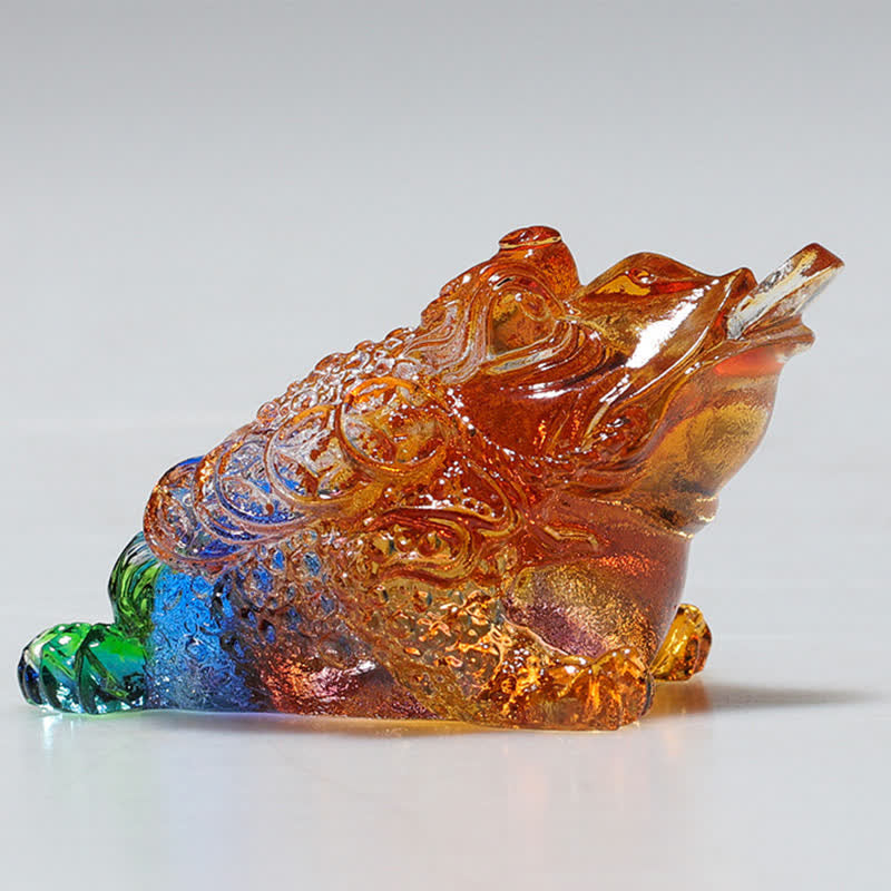 Nimara Ritual Feng Shui Frog Handmade Liuli Crystal Art Piece Wealth Home Office Decoration