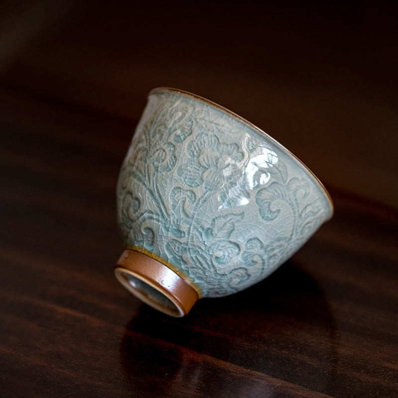 Nimara Ritual Lotus Carved Ceramic Teacup Kung Fu Tea Cup