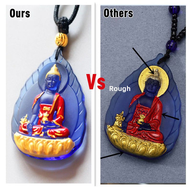 Nimara Ritual Tibet Medicine Buddha Liuli Crystal Compassion Necklace Pendant