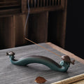 Nimara Ritual Double Koi Fish Mountain Healing Ceramic Stick Incense Burner Decoration