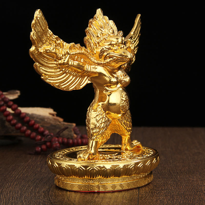 Nimara Ritual Tibetan Gold Garuda Bird Alloy Protection Home Decoration