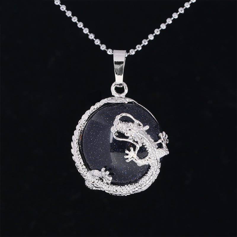 Nimara Ritual Chinese Dragon Natural Quartz Crystal Healing Energy Necklace Pendant