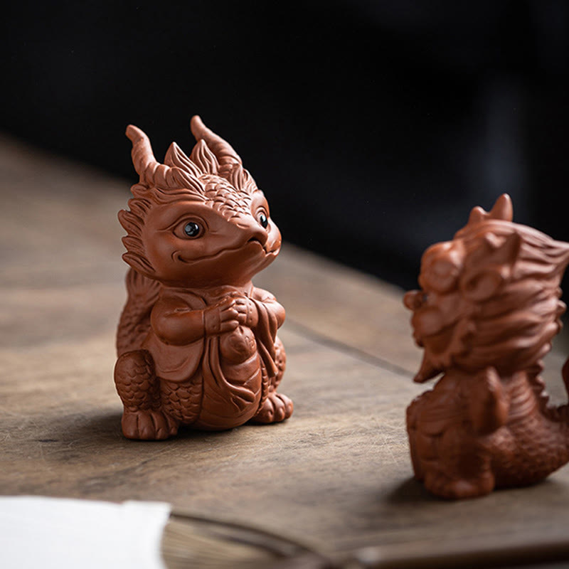 Nimara Ritual Luck Dragon Wealth Tea Pet Purple Clay Figurine Decoration