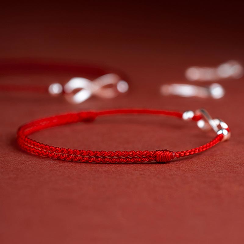 Nimara Ritual 925 Sterling Silver Endless Knot Protection Luck Red String Bracelet Anklet