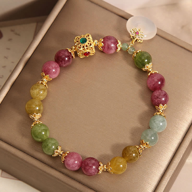 Nimara Ritual Colorful Tourmaline Peace Buckle Charm Wisdom Bracelet