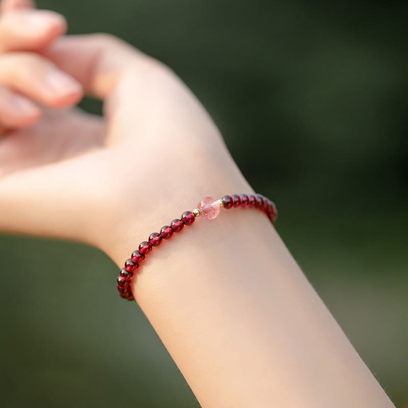 Nimara Ritual Natural Garnet Strawberry Quartz Calm Bracelet
