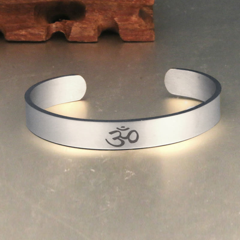 Nimara Ritual Tibetan OM Symbol Mindfulness Cuff Bracelet Bangle