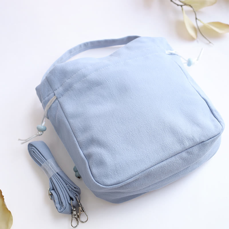 Nimara Ritual Embroidered Butterfly Lotus Magnolia Cotton Linen Tote Crossbody Bag Shoulder Bag Handbag