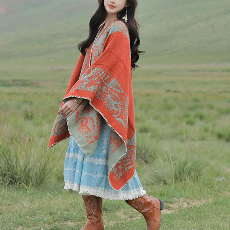 Nimara Ritual Tibetan Shawl Simple Pattern Winter Cozy Travel Scarf Wrap