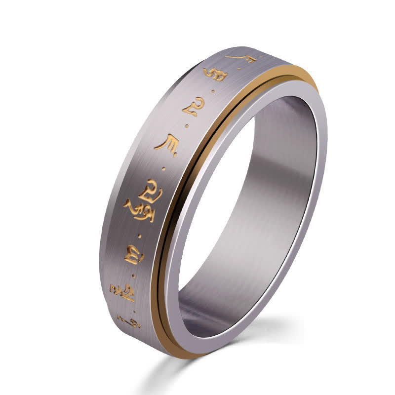 Nimara Ritual Mantra Titanium Steel Balance Rotatable Ring