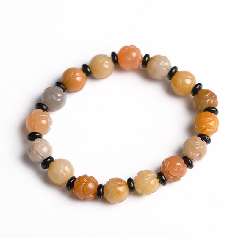 Nimara Ritual Golden Silk Jade Lotus Wealth Luck Bracelet