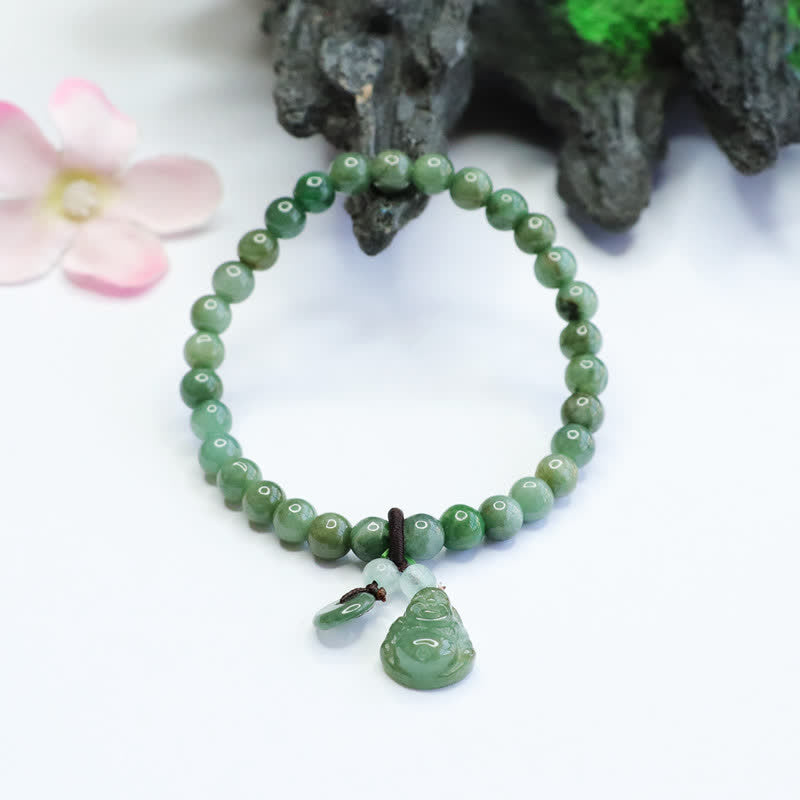 Nimara Ritual Laughing Buddha Cyan Jade Healing Bracelet