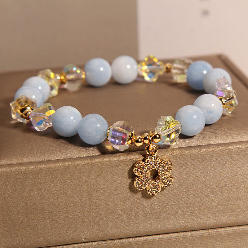 Nimara Ritual Natural Aquamarine Flower Healing Crystal Bracelet