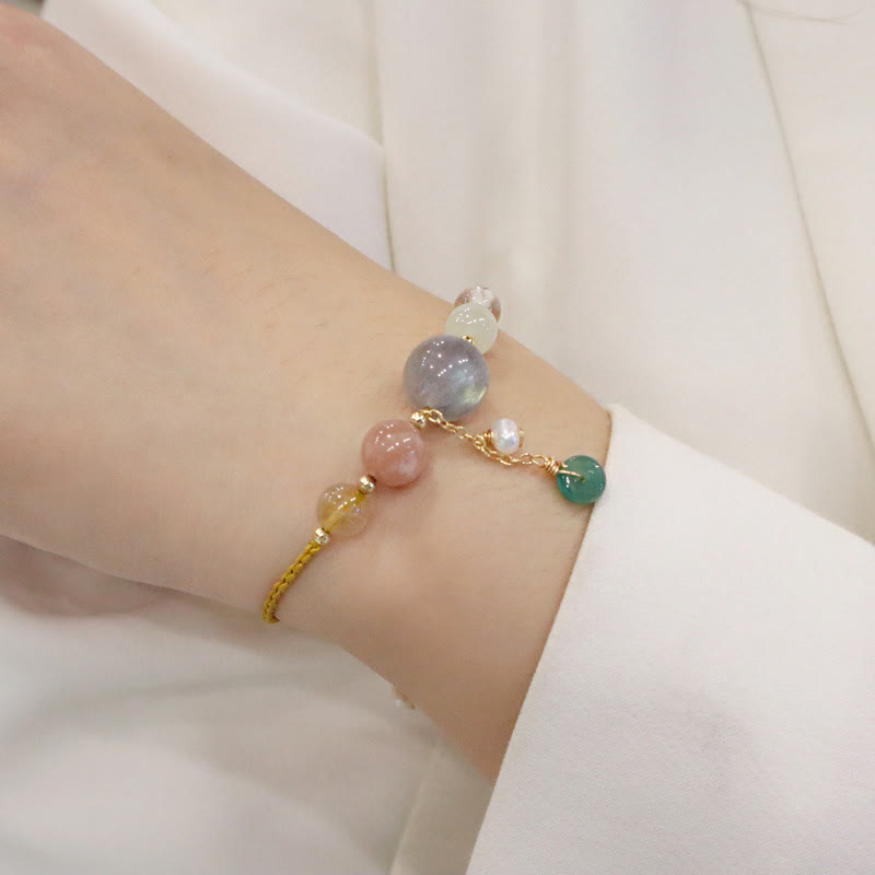 Nimara Ritual Moonstone Sunstone Beads Peace Buckle Charm Healing Bracelet