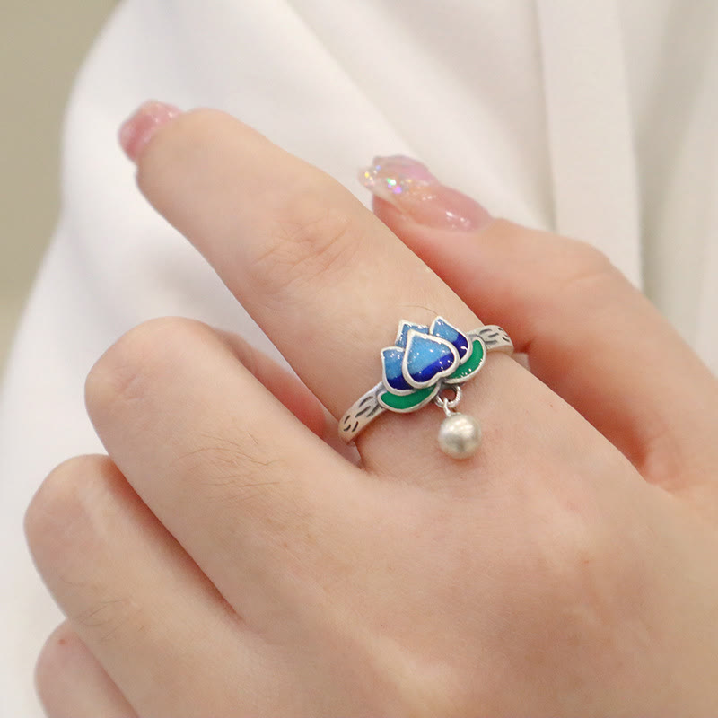 Nimara Ritual Lotus Flower Pattern Enlightenment Ring