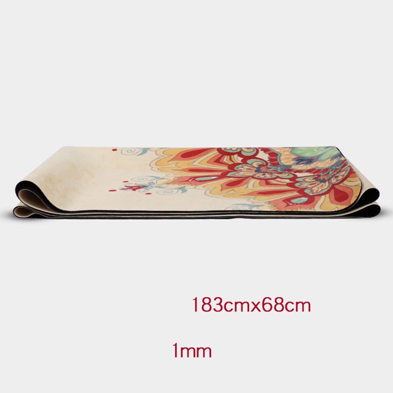 Nimara Ritual Tibetan Mandala Elephant Lotus Koi Fish Mindful Natural Rubber Yoga Mat Decoration