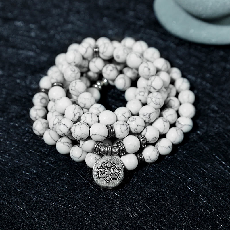 Nimara Ritual White Turquoise Lotus Mala Healing Bracelet