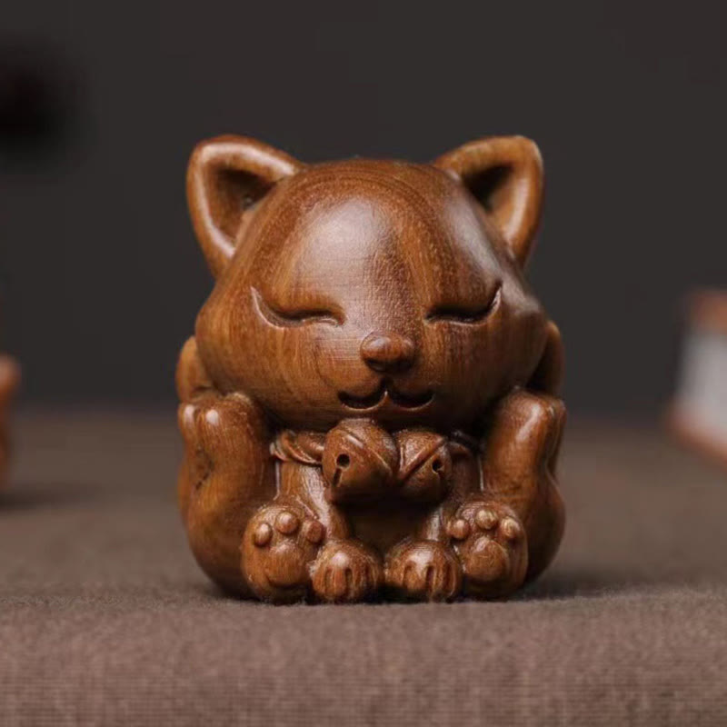 Nimara Ritual Mini Nine Tailed Fox Ivory Fruit Sandalwood Green Sandalwood Blessing Decoration