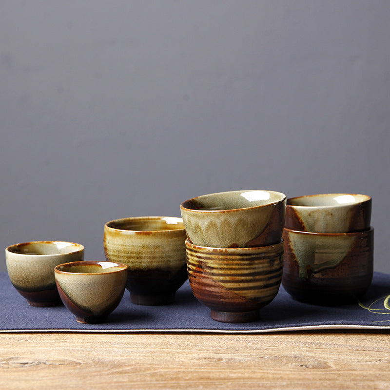Nimara Ritual Vintage Brown Beige Kiln Change Ceramic Teacup Kung Fu Tea Cup Bowl