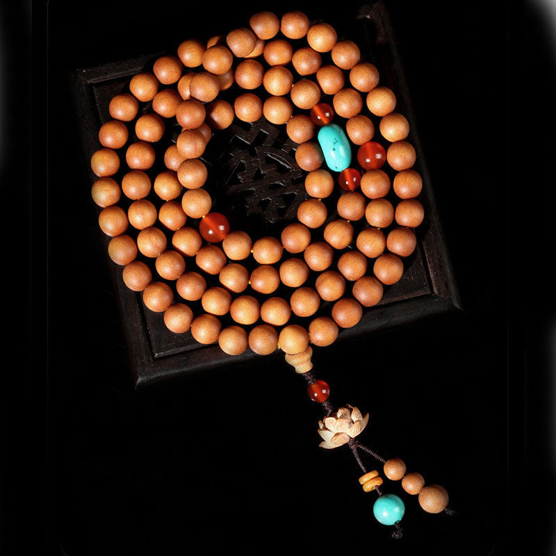 Nimara Ritual Tibetan Sandalwood Lotus Enlightenment Charm Mala Bracelet