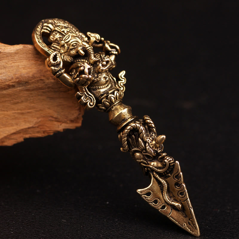 Nimara Ritual Tibetan Ganesh Ganpati Elephant God of Wealth Dorje Vajra Spiritual Power Necklace Pendant