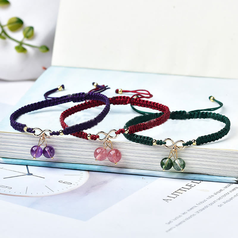 Nimara Ritual Natural Strawberry Quartz Amethyst Green Phantom Bead Positive Bracelet