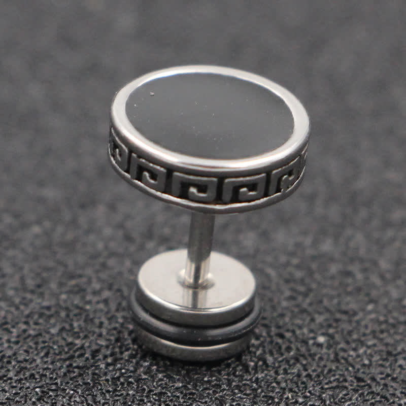 Nimara Ritual Cool Men Titanium Steel Balance Round Stud Earrings