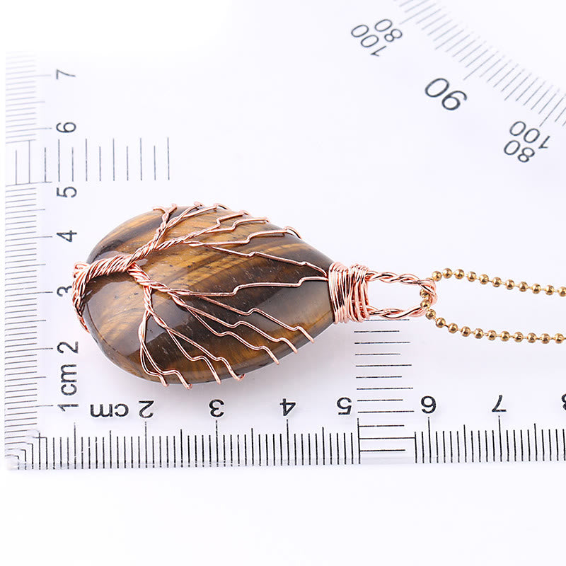Nimara Ritual Natural Quartz Crystal Tree Of Life Healing Energy Necklace Pendant