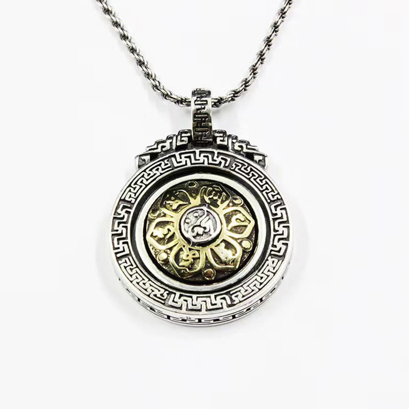 Nimara Ritual Tibetan Om Mani Padme Hum Double Dorje Vajra Rotatable Purity Peace Necklace Pendant