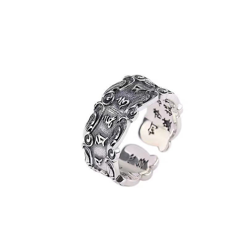 Nimara Ritual Tibetan Om Mani Padme Hum Design Peace Adjustable Ring