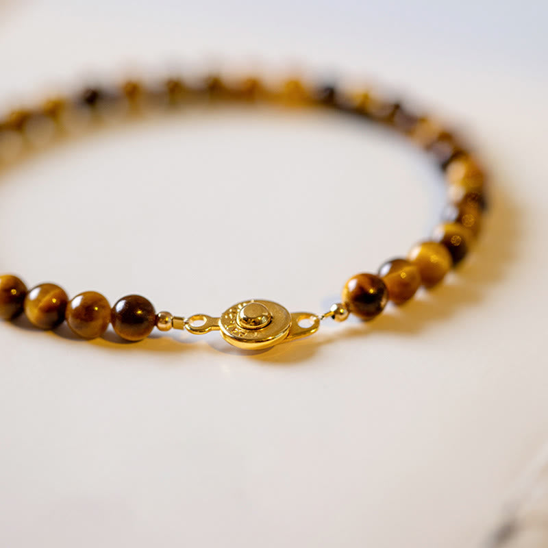 Nimara Ritual 14K Gold Plated Natural Tiger Eye Stone Courage Protection Bracelet