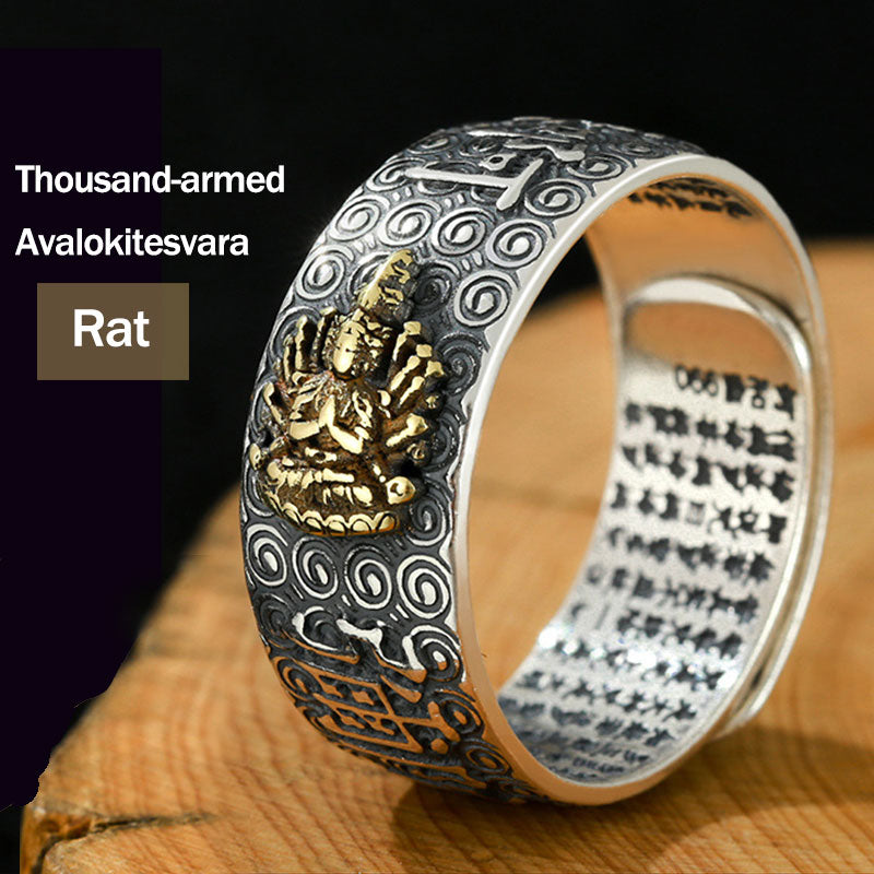 Nimara Ritual Chinese Zodiac Natal Buddha Wealth Luck Adjustable Ring
